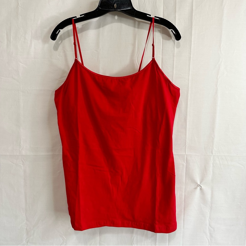 Ambiance Womens Plus Spaghetti Strap Cami Tank Top in Red